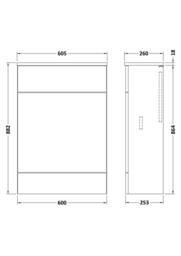 Balterley Alrewas Contemporary Compact WC Unit, Gloss White, 600mm in White - thumbnail 2