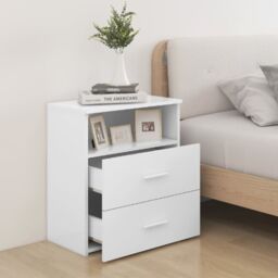Berkfield Home Bed Cabinet White 50x32x60 cm - Size: 50 x 32 x 60 cm - thumbnail 3