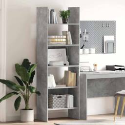 Berkfield Home Modern Book Cabinet Concrete Grey 60x35x180 cm Engineered Wood - Size: 60 x 35 x 180 cm - thumbnail 2