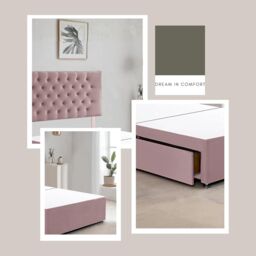 "Bed Time UK Plush Divan Bed Frame with 2 Drawers & 20"" Chesterfield Headboard in Pink - Size: Single" - thumbnail 3