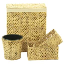 Berkfield Home 4 Piece Bathroom Set Water Hyacinth in Beige - thumbnail 2