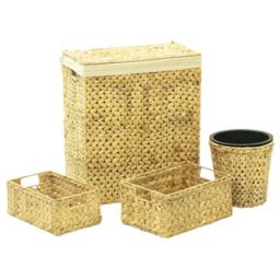 Berkfield Home 4 Piece Bathroom Set Water Hyacinth in Beige - thumbnail 1