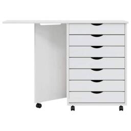 Berkfield Home Rolling Cabinet with Desk MOSS White Solid Wood Pine - thumbnail 5