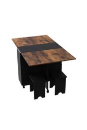 Living and Home Folding Dining Table Set with 4 Stools in Natural - thumbnail 4
