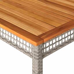 Berkfield Home Garden Table Grey 180x90x75 cm Poly Rattan Acacia Wood - Size: 180 x 90 x 75 cm - thumbnail 7