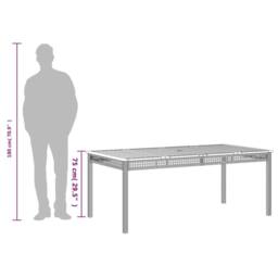 Berkfield Home Garden Table Grey 180x90x75 cm Poly Rattan Acacia Wood - Size: 180 x 90 x 75 cm - thumbnail 9