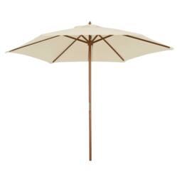 OUTSUNNY 2.5m Wood Garden Parasol Sun Shade Patio Outdoor Wooden Umbrella Canopy in Cream - thumbnail 2