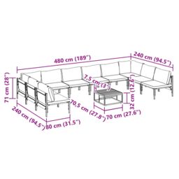 Berkfield Home Garden Sofa Set 11 pcs Anthracite Steel - thumbnail 9