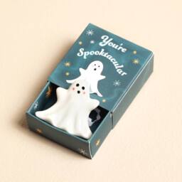 Lisa Angel Tiny White Ceramic Ghost Matchbox Token - thumbnail 1