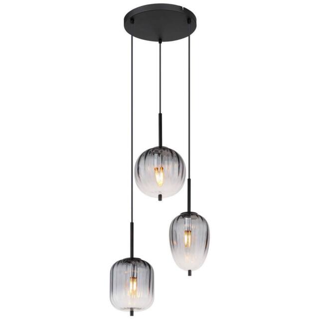 Netlighting Attila Cluster Pendant Matt Black Smoke Glass Shade 3x E14 - image 1