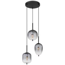 Netlighting Attila Cluster Pendant Matt Black Smoke Glass Shade 3x E14 - thumbnail 2