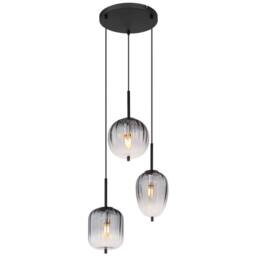 Netlighting Attila Cluster Pendant Matt Black Smoke Glass Shade 3x E14
