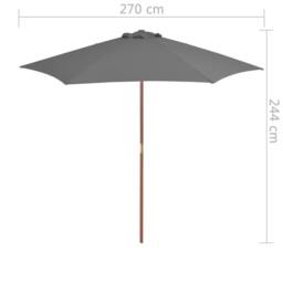 Berkfield Home Outdoor Parasol with Wooden Pole 270 cm Anthracite in Dark Grey - thumbnail 6