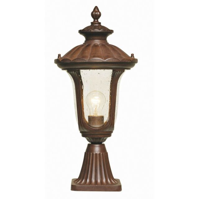 Loops Outdoor IP44 1 Bulb Wall Ground Pedestal Rusty Bronze Patina LED E27 100W