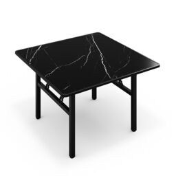 Living and Home 80cm Square Foldable Coffee Table with Marble Effect Top Low Dining Table in Black - thumbnail 4