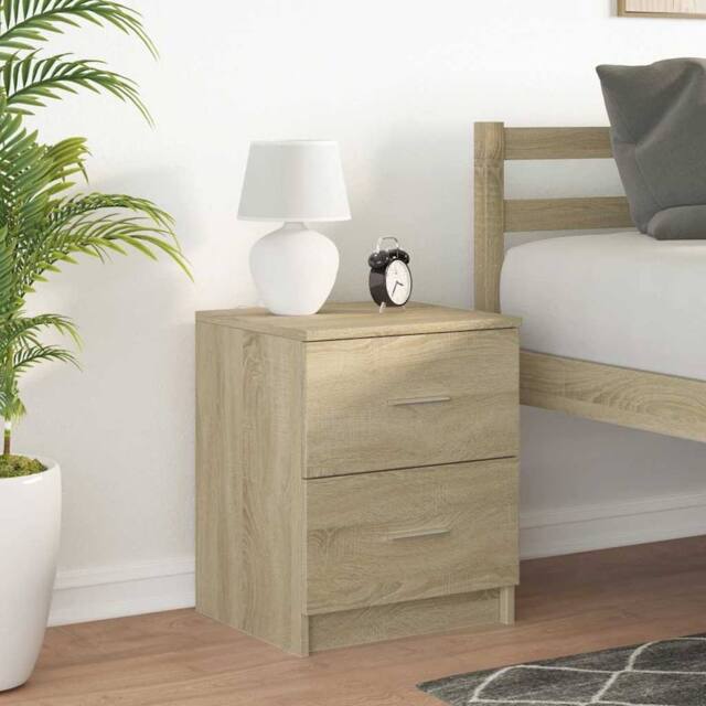 Berkfield Home Durable Bedside Cabinet with 2 Drawers Sonoma Oak 40x36x50 cm in Light Oak - Size: 40 x 36 x 50 cm - image 1