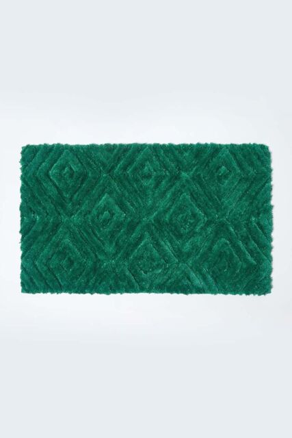Homescapes Super Absorbent Ikat Pattern Bath Mat in Emerald - image 1