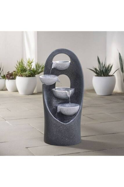 Garden Sanctuary Muti-Tier Solar Powered Cascading Garden Water Fountain in Grey - image 1