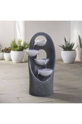 Garden Sanctuary Muti-Tier Solar Powered Cascading Garden Water Fountain in Grey