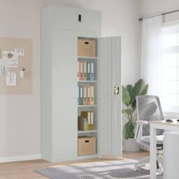Berkfield Home Durable File Cabinet Light Grey 90x40x240 cm Steel - Size: 90 x 40 x 240 cm - thumbnail 2
