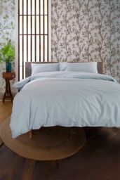 The Lyndon Company Luxury 100% Cotton 200 Thread Count Duvet Cover Set in Pale Green - Size: Single - thumbnail 2