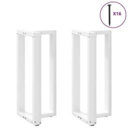 Berkfield Home Modern Bar Table Legs T-Shaped¬†2 pcs White 40x35x(90-91) cm Steel - thumbnail 2