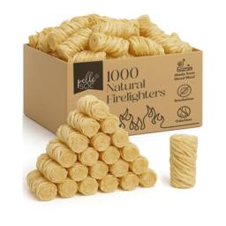Pelle & Sol 1000 Pack Natural Firelighters Long Burning for Wood Burners