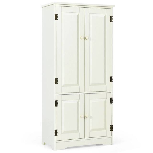 VOGREX Wooden Floor Cabinet Adjustable Shelf in White - image 1