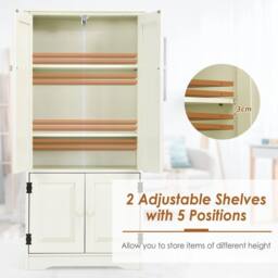 VOGREX Wooden Floor Cabinet Adjustable Shelf in White - thumbnail 5