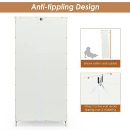VOGREX Wooden Floor Cabinet Adjustable Shelf in White - thumbnail 3