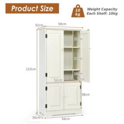 VOGREX Wooden Floor Cabinet Adjustable Shelf in White - thumbnail 2