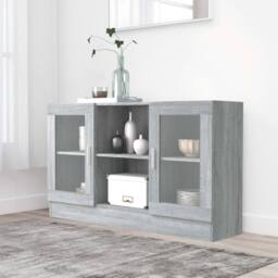 Berkfield Home Vitrine Cabinet Grey Sonoma 120x30.5x70 cm Engineered Wood - thumbnail 2