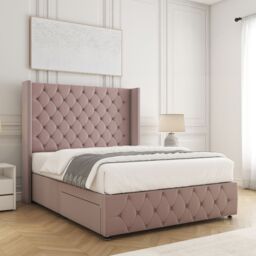 "BSSPOKE Mayfair Plush Velvet Divan Bed 54"" Headboard & Mattress No Drawers in Pink - Size: Single" - thumbnail 2