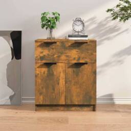Berkfield Home Sideboard Smoked Oak 60x30x70 cm Engineered Wood in Brown - Size: 60 x 30 x 70 cm - thumbnail 2