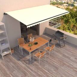 Berkfield Home Manual Retractable Awning 600x350 cm Cream - thumbnail 1