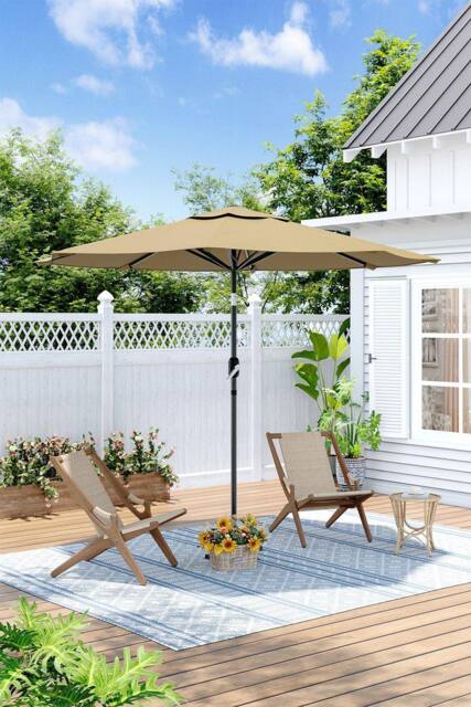 H&O Direct Outdoor 3m Traditional Garden Parasol（Base not included） in Khaki