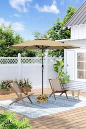H&O Direct Outdoor 3m Traditional Garden Parasol（Base not included） in Khaki - thumbnail 1