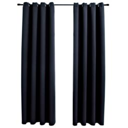 Berkfield Home Blackout Curtains with Metal Rings 2 pcs Black 140x225 cm - thumbnail 2