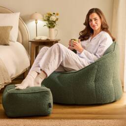 icon Boucle Sirena Accent Chair & Footstool Bundle in Olive - thumbnail 2