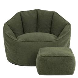 icon Boucle Sirena Accent Chair & Footstool Bundle in Olive - thumbnail 4