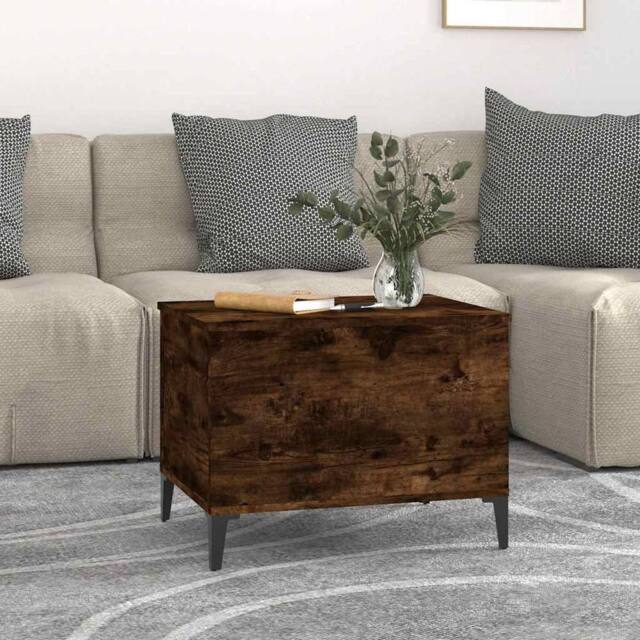 Berkfield Home Decorative Coffee Table Smoked Oak 60x44.5x45 cm Engineered Wood in Brown - image 1