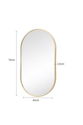 Living and Home 40x70cm Modern Gold Oval Metal Wall Mirror - Size: 40x70 cm - thumbnail 7