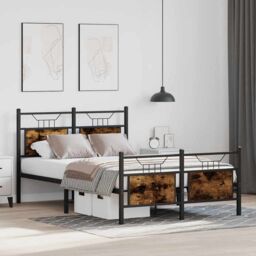 Berkfield Home Bed Frame without Mattress Smoked Oak 120x200 cm Engineered Wood in Brown - Size: Small Double - thumbnail 4