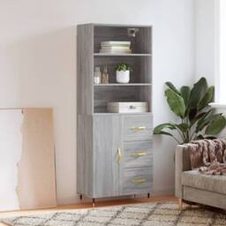 Berkfield Home Highboard Grey Sonoma 69.5x34x180 cm Engineered Wood - thumbnail 2