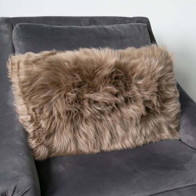 Native Natural Light Brown Long Hair Sheepskin Cushion 30x50cm - Size: 30x50 cm