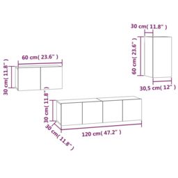 Berkfield Home 4 Piece TV Cabinet Set Smoked Oak Engineered Wood in Brown - thumbnail 6