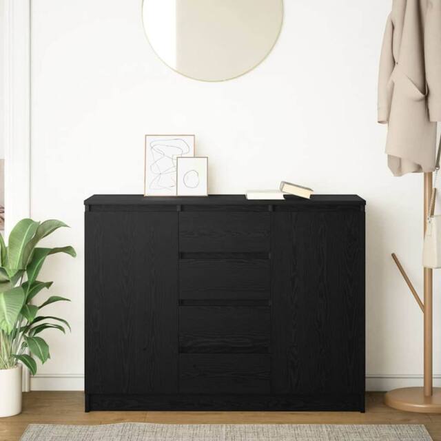 Berkfield Home Sideboard with Drawers Black Oak 100.5x35x76 cm Engineered Wood - image 1