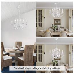 NIVOR French Country Chandelier Farmhouse Candle Iron Metal Pendant Light in White - thumbnail 7