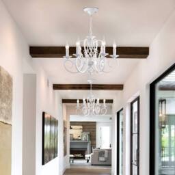 NIVOR French Country Chandelier Farmhouse Candle Iron Metal Pendant Light in White - thumbnail 6
