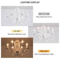 NIVOR French Country Chandelier Farmhouse Candle Iron Metal Pendant Light in White - thumbnail 3